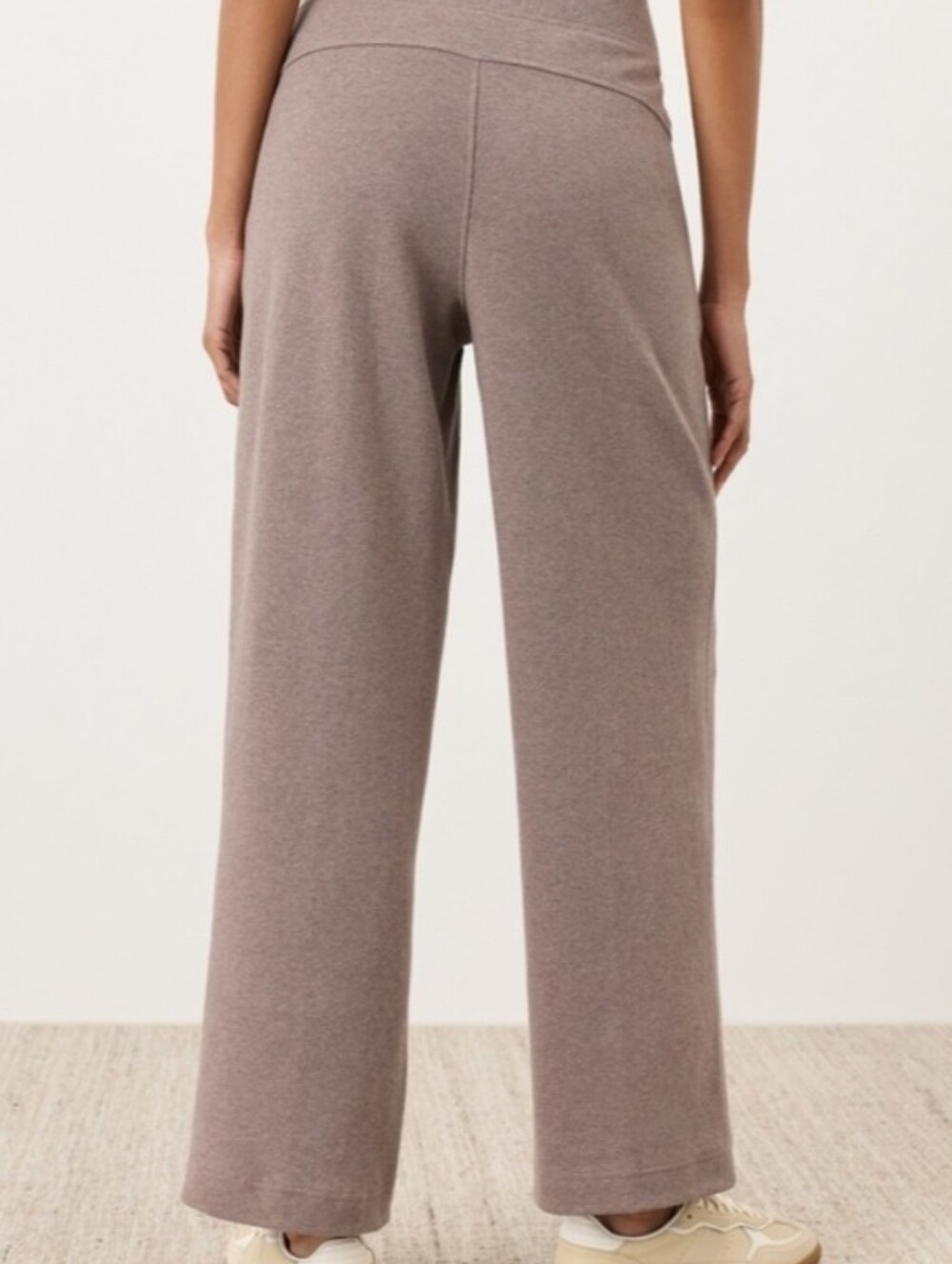 Pact NWT L Deep Taupre Heather 26" Organic Airplane Pintuck Wide Leg Pant - Picture 2 of 3